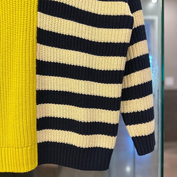 STAUD Hampton Oversized Chunky-Knit Striped Color-Block Sweater (Chartreuse) - Picture 16 of 16